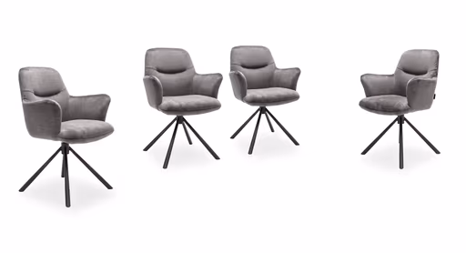 Armlehnstuhl MIRYA - drehbar, Stoff, Silberfarben