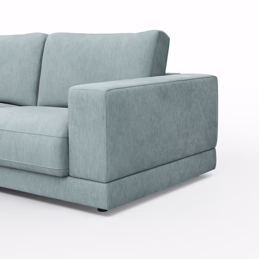 Ecksofa Juni - Longchair links mit 2-Sitzer, Stoff, Hellblau