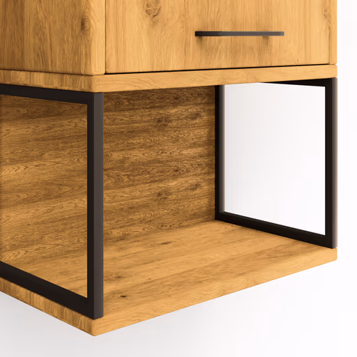 Wohnwand Savannah - inkl. Beleuchtung, Wildeiche massiv, natur geölt