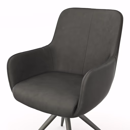 Armlehnstuhl Mis - Leder, Dunkelbraun, Drehbar, Gestell, Anthrazit