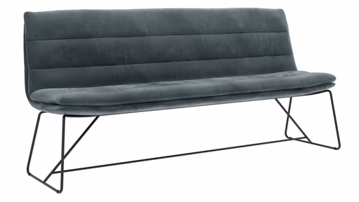 Bank Jukka - B ca. 200 cm, Stoff, Jade, Kufe, Schwarz