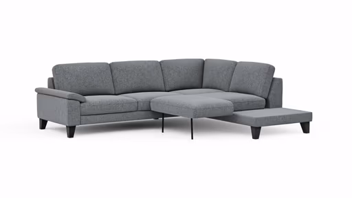 Ecksofa Oviedo - 2,5-Sitzer mit Ecke rechts inkl. Drehsitz, Stoff, Grau