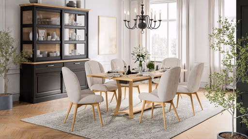 Buffetschrank Louisiana - mit Schiebetüren, teilmassiv, Schwarzgrau