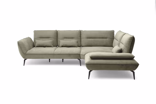 Ecksofa PAYTON - 2,5-Sitzer, Ecke rechts inkl. Rückenneigung, Armteilverstellung, Stoff, Dunkelgrün
