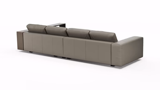 Ecksofa Aprino 1 - 2,5-Sitzer mit Longchair rechts, Leder, Grau