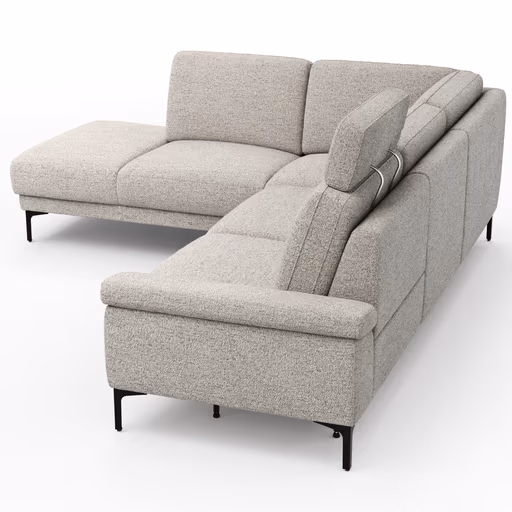 Ecksofa Matero - Ecke mit 2-Sitzer rechts inkl. Relaxfunktion motorisch und Sitzvorzug, Stoff, Hellgrau
