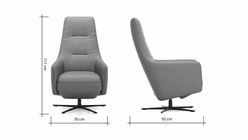 Relaxsessel Rufus - inkl. Relaxfunktion (motorisch), Akku, Leder, Anthrazit