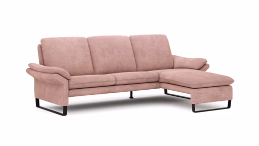 Ecksofa Tenero - 2-Sitzer mit Longchair rechts, Stoff, Helles Rosa