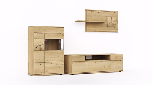 Wohnwand Amora - Wildeiche massiv bianco