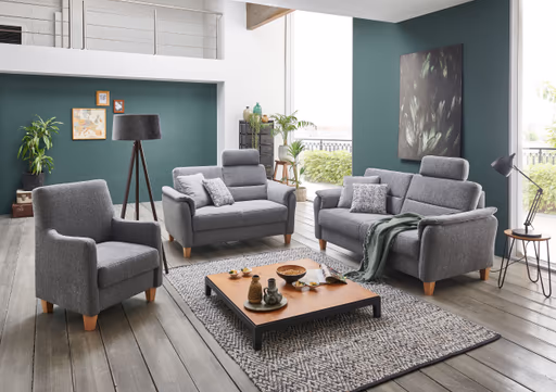 Sofa - 3-Sitzer, Stoff, Grau
