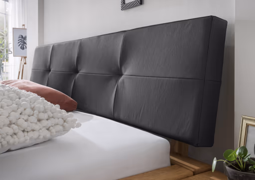 Bettgestell Baltimore - Liegefläche ca. 180x200 cm, Wildeiche massiv, mit Polsterkopfteil Anthrazit