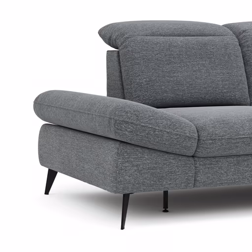 Ecksofa Alegria - 2,5-Sitzer mit Ecke rechts inkl. Kopfteil/ Armlehne/ Sitztiefe verstellbar, Stoff, Graublau