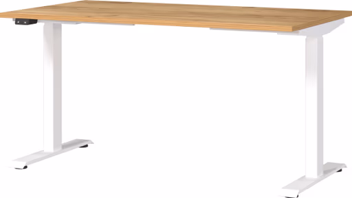 Schreibtisch GELI - höhenverstellbar, LB ca. 140x80 cm, Eiche Nachbildung, Weiß