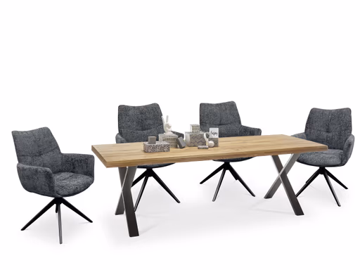 Armlehnstuhl MILENA - drehbar, Stoff, Anthrazit