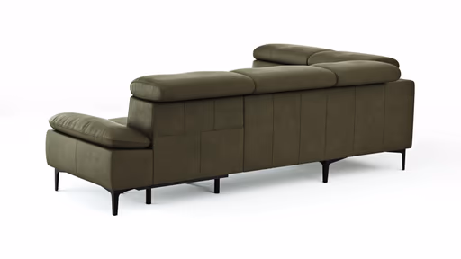 Ecksofa Felipa - Ecke links mit 2,5-Sitzer inkl. Armlehne verstellbar und Rückenlehne/Sitztiefe verstellbar (motorisch), Leder, Olive