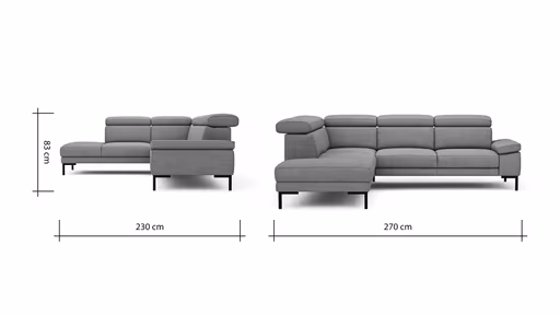 Ecksofa Hudson - Ecke links, 2,5-Sitzer, inkl. Kopfteil verstellbar, Stoff, Khaki