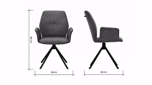 Armlehnstuhl Dinner - drehbar, Stoff, Dunkelgrau