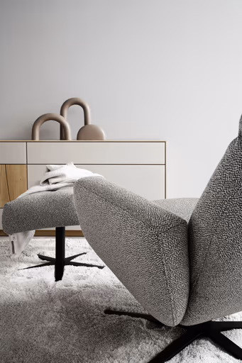 Einzelsessel Terni - Relaxfunktion, Sternfuss, Stoff, Hellblau