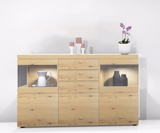 Sideboard - mit Beleuchtung, Wildeiche teilmassiv