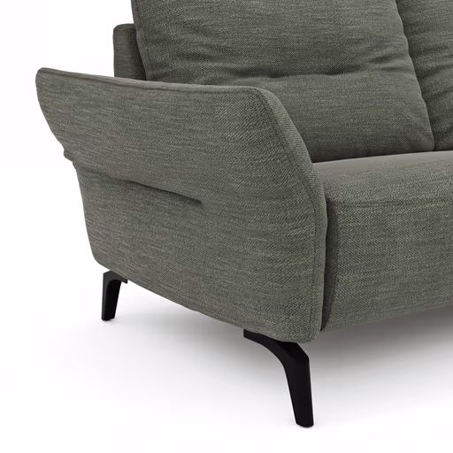 Ecksofa Bahia - 2,5-Sitzer mit Longchair rechts inkl. Armlehne verstellbar, Stoff, Olive