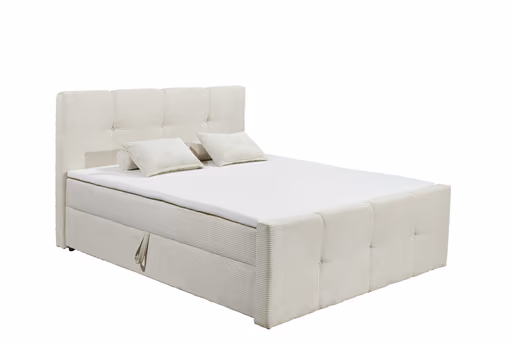 Boxbett - Liegefläche ca. 180x200 cm, Stoff, Silberfarben