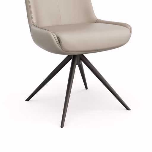 Stuhl Mis - Leder, Graubraun, Gestell, Schwarz