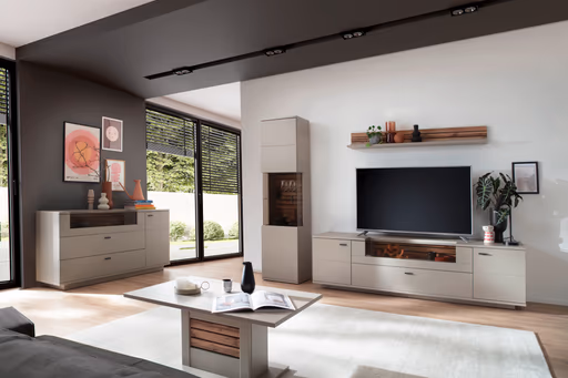 Wohnwand - Lack, graubeige