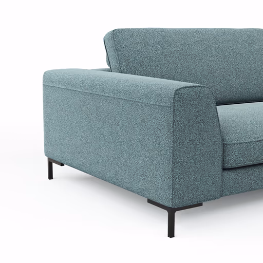 Ecksofa Solano - 2,5-Sitzer mit Longchair Rechts, Boucle, Seablue