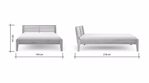 Bettgestell 1660 - Liegefläche ca. 140x200 cm, Kiefer massiv, Weiß