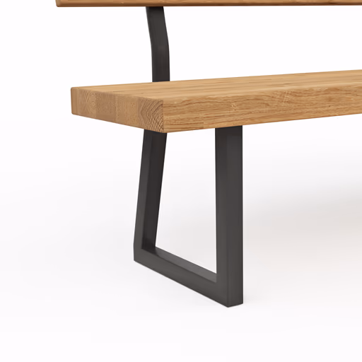 Holzbank Clifton - mit Rückenlehne, Breite ca. 220cm, Zerreiche massiv, natur