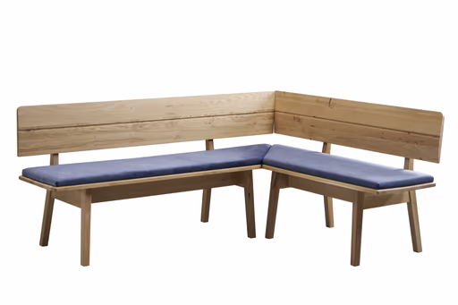 Eckbank - BT ca. 195x155 cm, Asteiche massiv, Stoff Dunkelblau