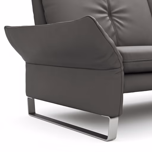 Sofa Tenero - 3-Sitzer inkl. Armlehne verstellbar, Leder, Anthrazit