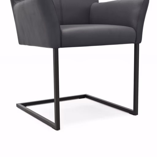 Armlehnstuhl Edmonton - Leder, Anthrazit