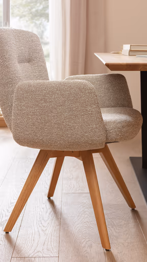 Armlehnstuhl Kamari - Stoff, Graubeige