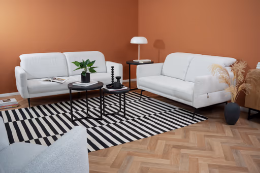 Sofa Estrela 2.0 - 2,5-Sitzer inkl. Kopfteil/Armteil verstellbar und Sitzvorzug motorisch, Stoff, Creme