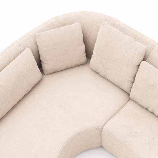 Ecksofa Karasu - Ottomane links mit 3-Sitzer rechts, Stoff, Natur