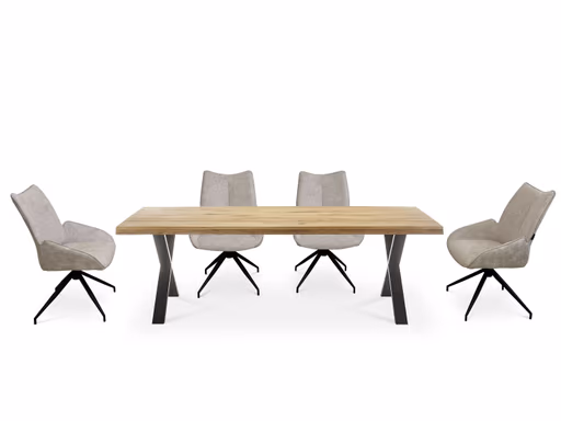 Esstisch - LB ca. 240x100 cm, Eiche massiv geölt, Baumkante, Schwarz