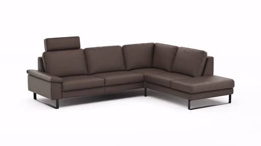 Ecksofa Enna - 3-Sitzer mit Ecke rechts, Leder Mocca