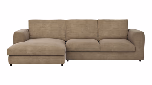 Ecksofa Stormy - Longchairs links mit 2,5-Sitzer, Stoff, Rauchbraun