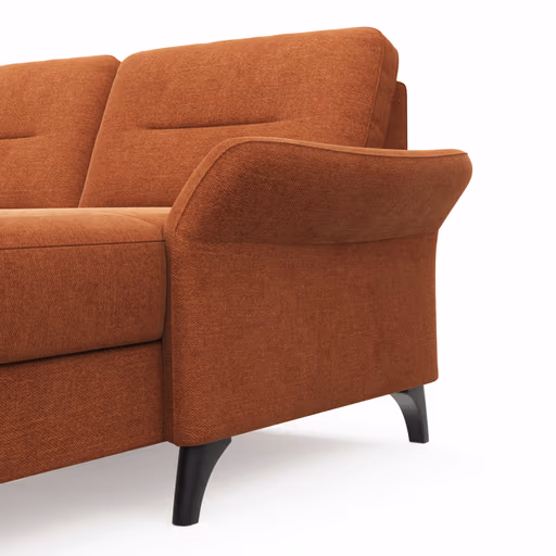 Wohnlandschaft Almyra - Ottomane links, 2,5-Sitzer, Longchair rechts, Stoff, Kupfer