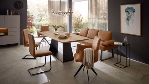 Polsterbank Elda - Breite ca. 236 cm, Leder, Cognac