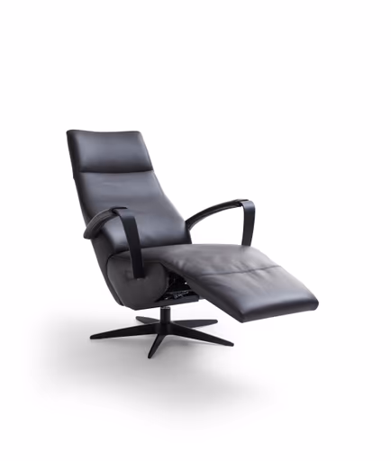 Relaxsessel Girona - Relaxfunktion (motorisch), Leder, Graphit