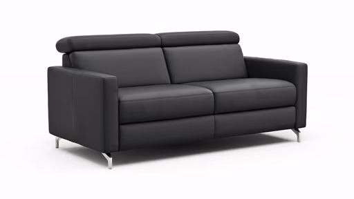 Sofa Paulina - 2-Sitzer, Kopfteil verstellbar, Leder, Schwarz