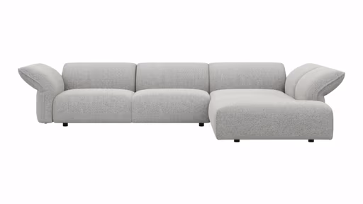 Ecksofa Motone - 2,5-Sitzer mit Ecke rechts, Stoff, Hellgrau