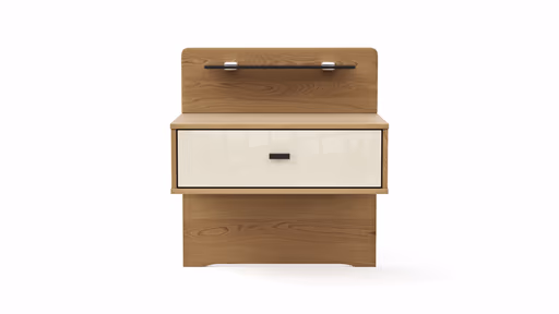 Nachttisch Lenoso - Eiche Nachbildung, Glas Champagner