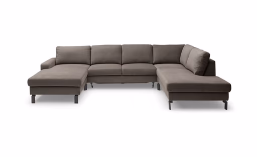 Wohnlandschaft CALM - Longchair links, 2-Sitzer, inkl. Schlaffunktion, Ecke rechts, Microfaser, Dunkelbraun