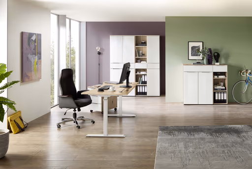 Büroregal - B ca. 40 cm, Artisan Eiche Nachbildung, Weiß