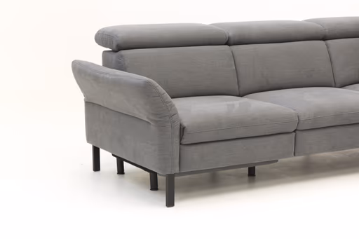 Ecksofa - 2,5-Sitzer mit  Ecke rechts, Kopfstütze/Armlehne verstellbar (manuell), Webstoff, Dunkelgrau