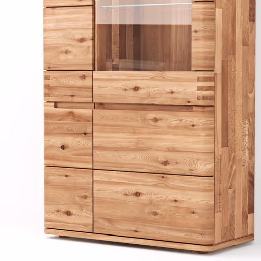 Vitrine Cartago Soft - Astbuche massiv, natur geölt