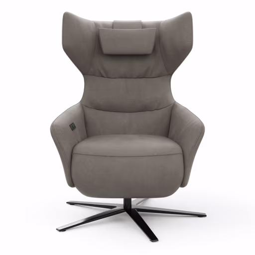 Drehsessel Houston Relax - Größe M, inkl. Relaxfunktion (motorisch), Aufstehhilfe und Kopfstütze, Stoff, Taupe